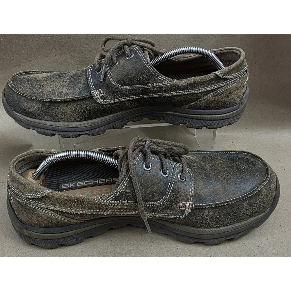 Skechers (Sz 13) Men's Tevin Leather Boat Shoes Relaxed Fit Foam 63822